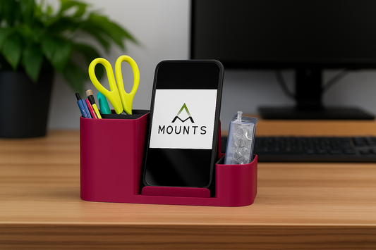 Desk Tidy and Phone Holder – Modern Office Organizer, Multi-Compartment Storage, Gift for Home Office