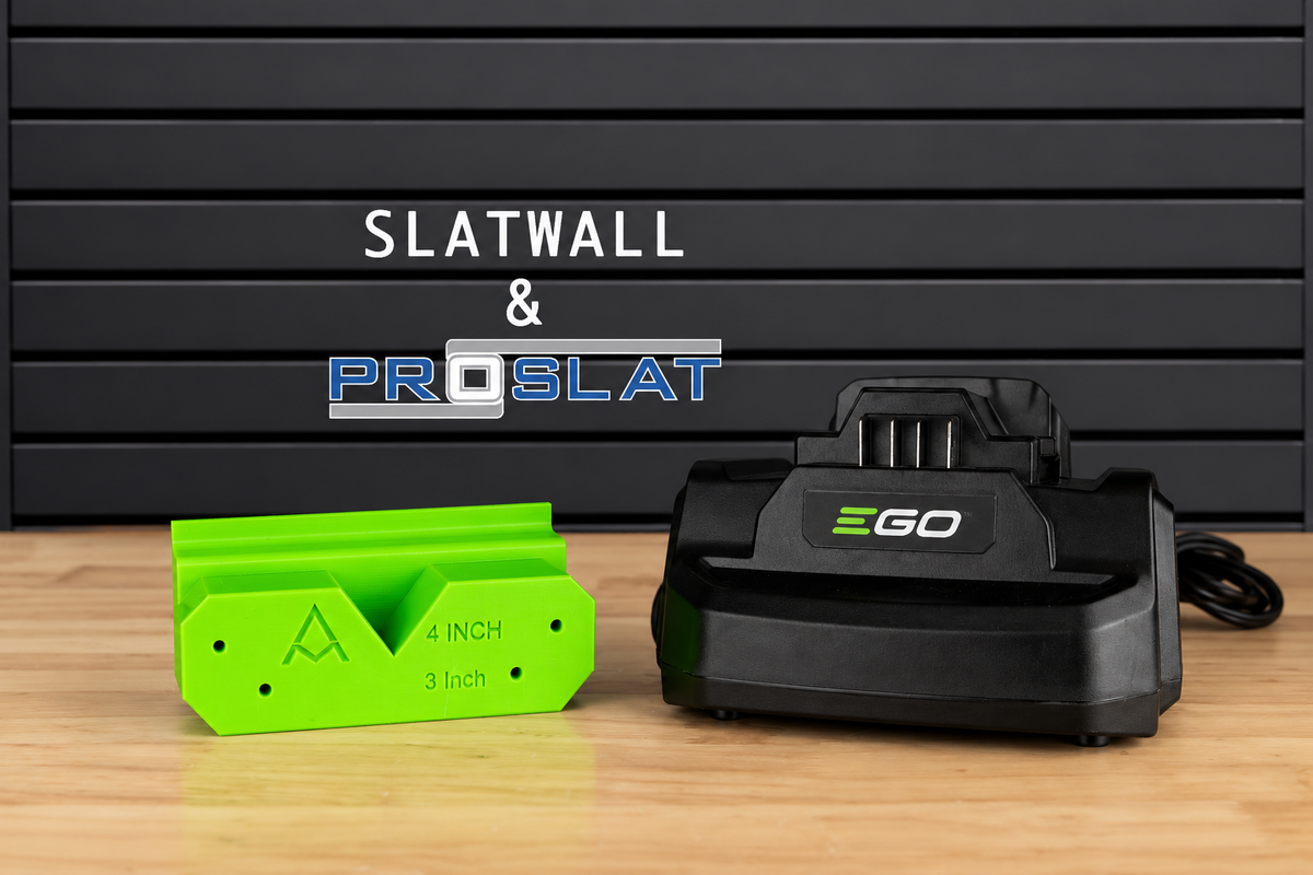 EGO Battery Charger Mount for Slatwall & ProSlat CH2100 | CH3200 | CH5500 | CH7000 3 and 4 in spacing